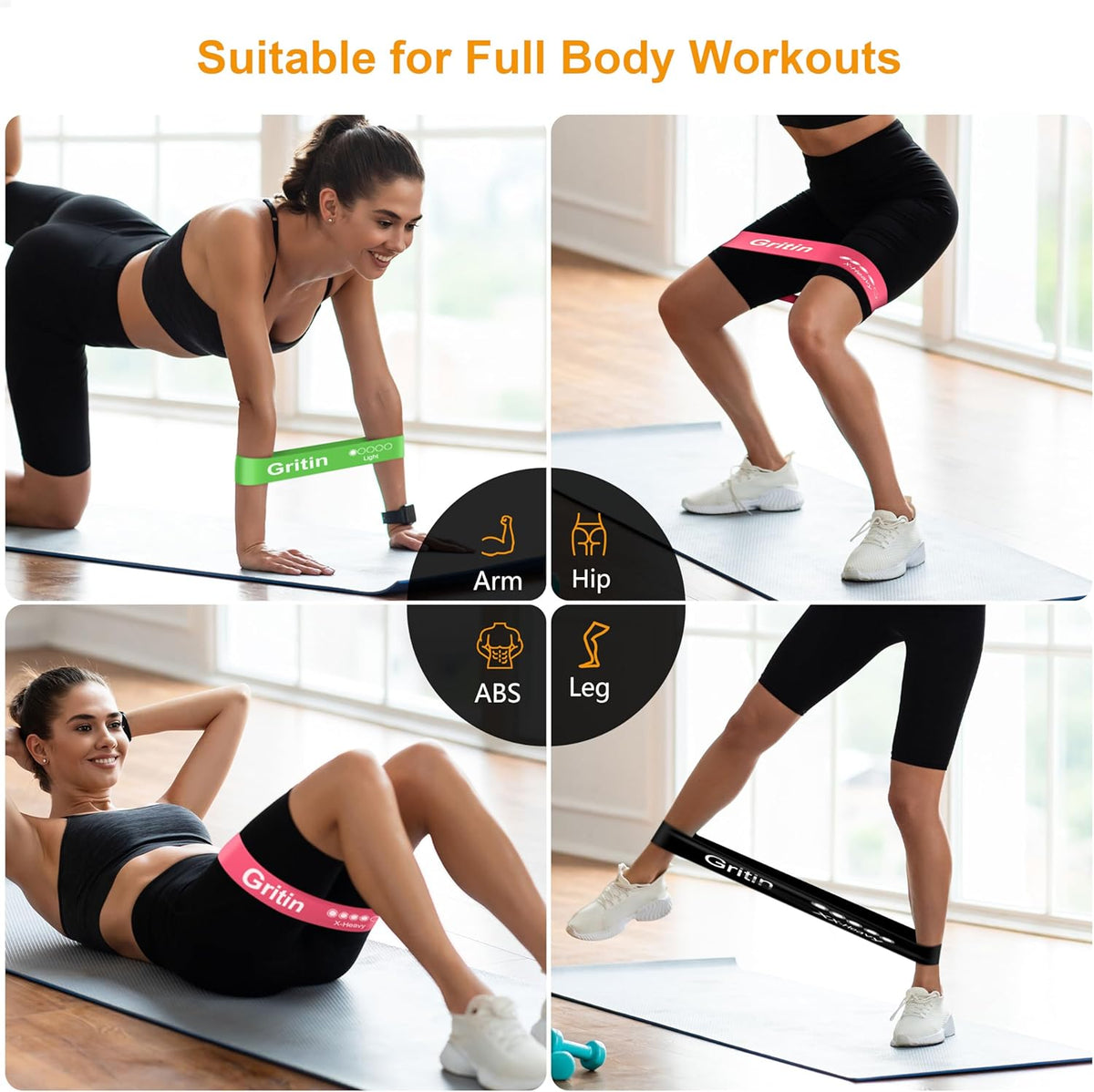Set of 5 Durable Skin-Friendly Resistance Bands for Exercise